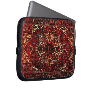 Oriental rug design in dark red laptop sleeve