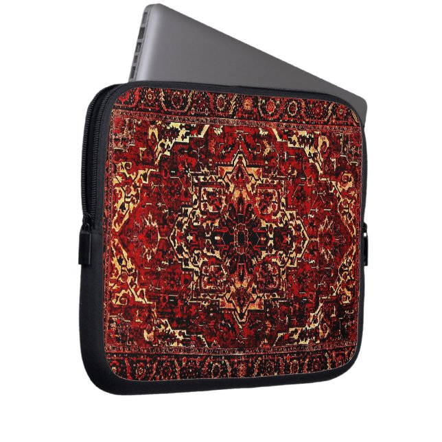 Oriental rug design in  dark red  laptop sleeve (Front Right)