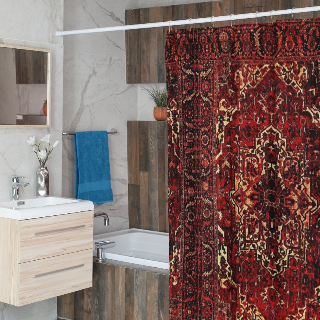 Oriental rug design in  dark red  shower curtain (Creator Uploaded)