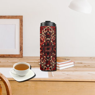 Oriental rug design in  dark red  thermal tumbler