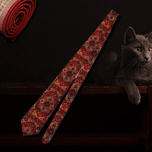 Oriental rug design in  dark red tie