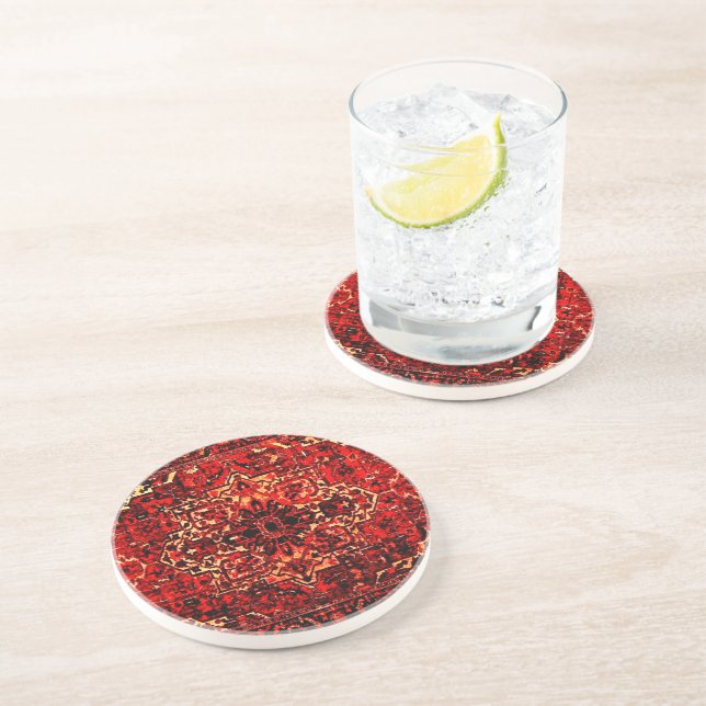 Oriental rug design in vivid  colours  coaster (Side)