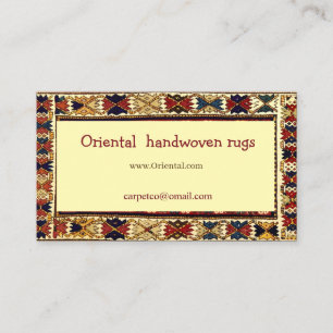 Oriental rug design in warm colours business card