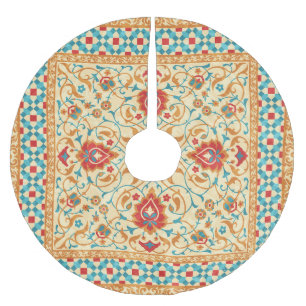 Oriental rug, floral ornamental pattern. brushed polyester tree skirt