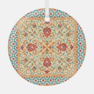 Oriental rug, floral ornamental pattern. glass tree decoration