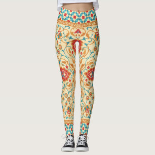Oriental rug, floral ornamental pattern. leggings