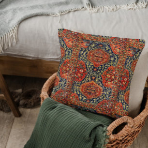 Oriental rug in blue&orange cushion