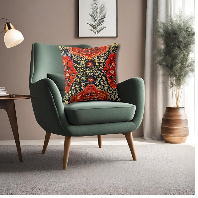 Oriental rug in blue&orange cushion (Creator Uploaded)