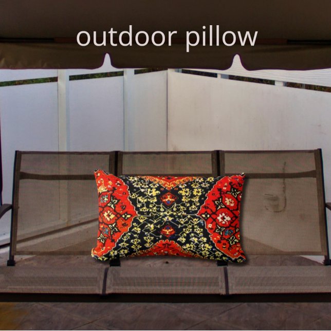 Oriental rug in blue&orange lumbar cushion (Creator Uploaded)