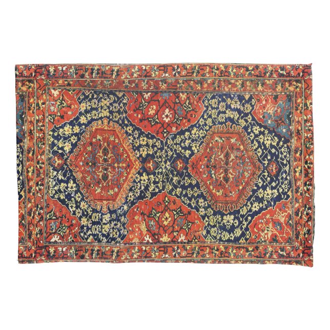 Oriental rug in blue&orange pillowcase (Front)