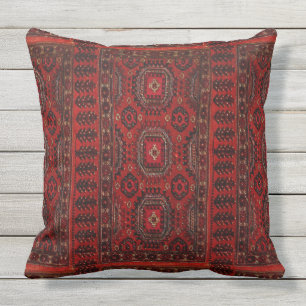 Oriental rug look   - red  grunge  cushion