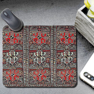 Oriental rug look - red white black  mouse pad