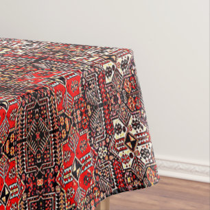 Oriental rug look - red white black  tablecloth