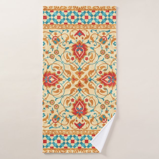 Oriental rug,ornate ornamental floral pattern,styl bath towel (Bath Towel)