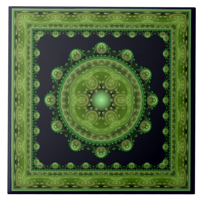 Oriental sacred ornament ceramic tile (Front)