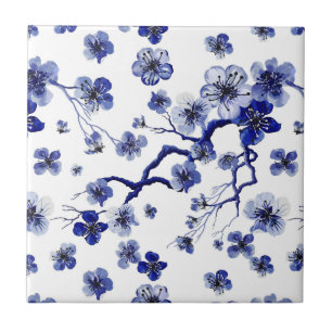 Oriental Sakura Branch Pattern Ceramic Tile