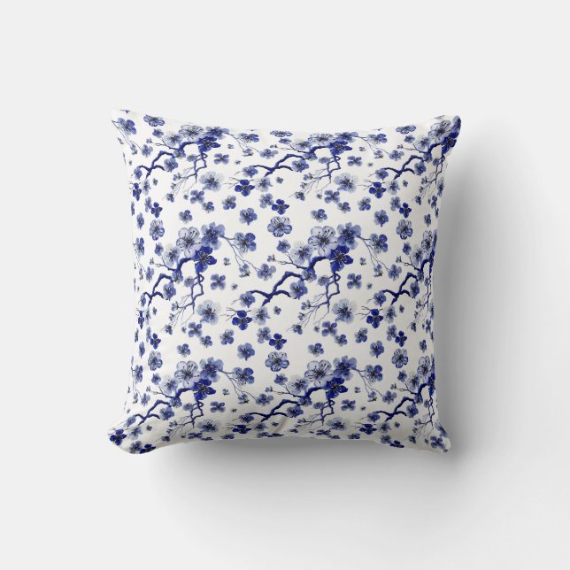 Oriental Sakura Branch Pattern Cushion (Front)