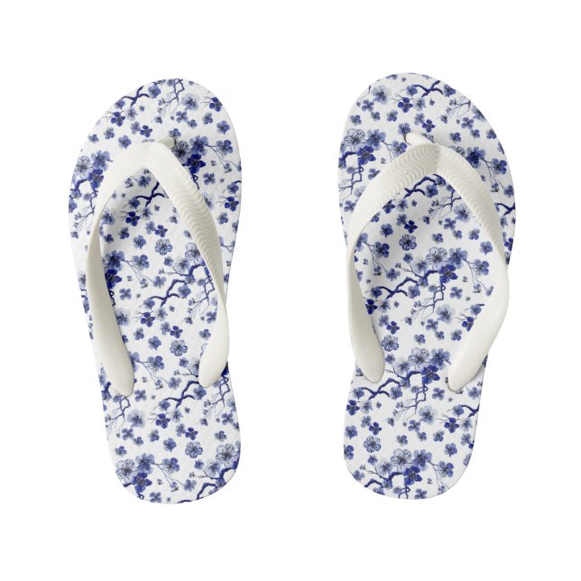Oriental Sakura Branch Pattern Kid's Thongs (Footbed)