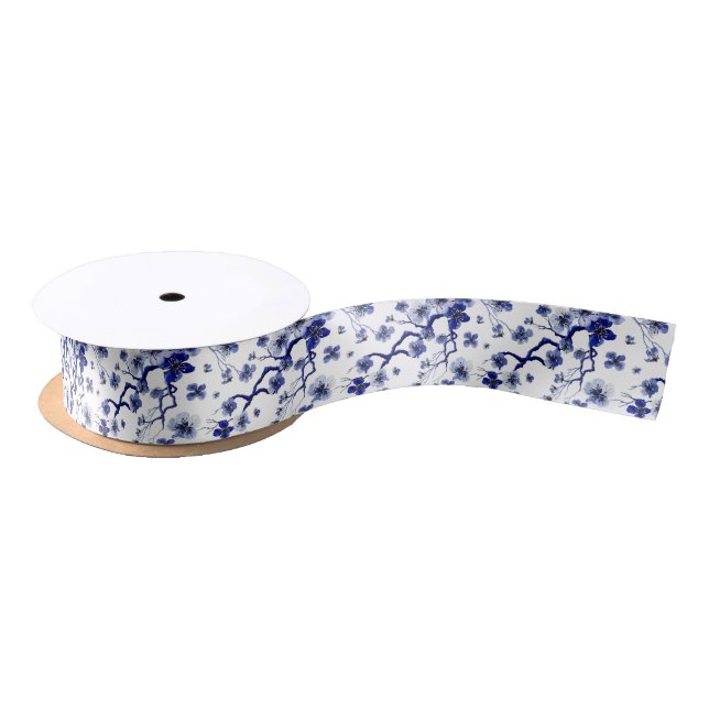 Oriental Sakura Branch Pattern Satin Ribbon (Spool)