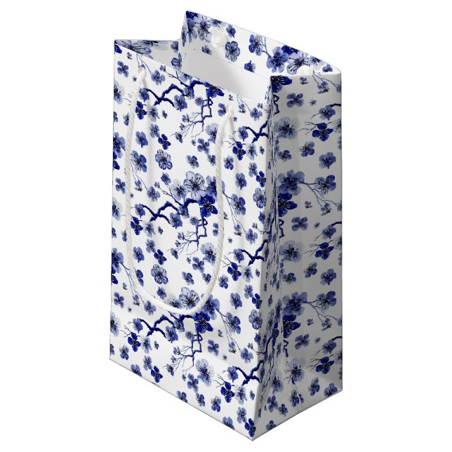 Oriental Sakura Branch Pattern Small Gift Bag (Front Angled)