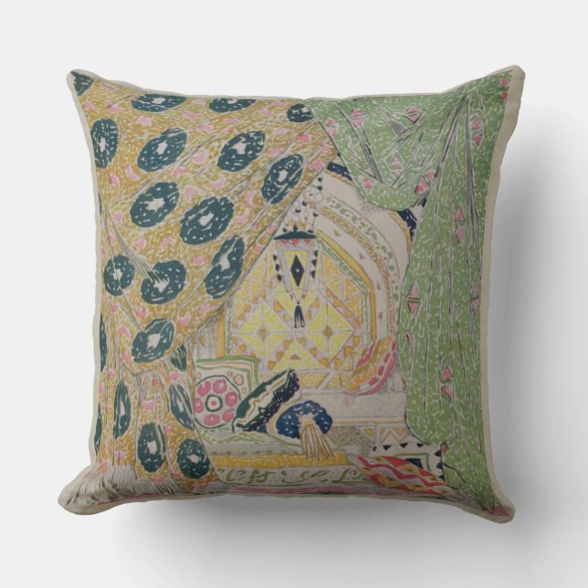 Oriental Scenery Design (colour litho) Cushion (Front)