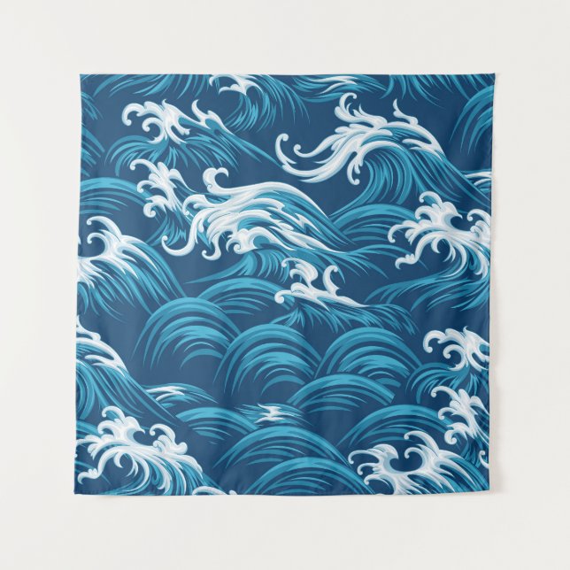 Oriental sea, decorative seamless pattern. tapestry (Front)