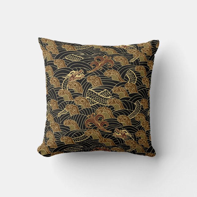 Oriental Sea Dragon Pattern Cushion (Front)