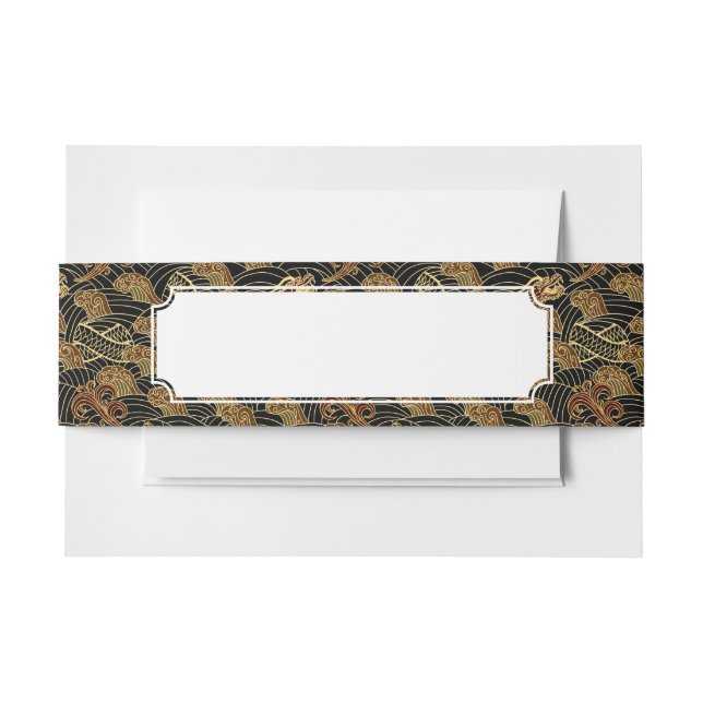 Oriental Sea Dragon Pattern Invitation Belly Band (Front Example)