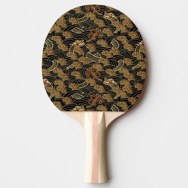 Oriental Sea Dragon Pattern Ping Pong Paddle (Front)