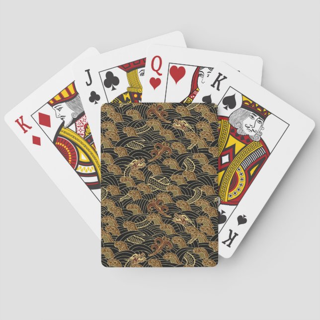 Oriental Sea Dragon Pattern Playing Cards (Back)