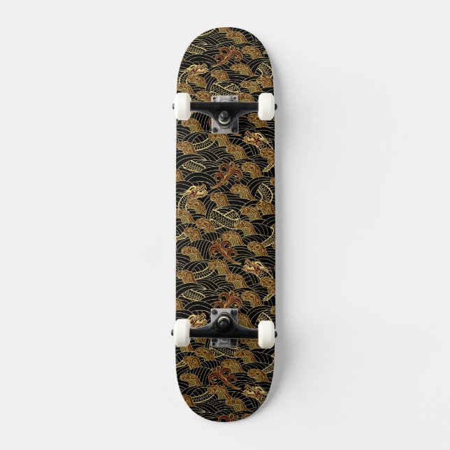 Oriental Sea Dragon Pattern Skateboard (Front)
