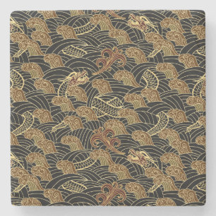Oriental Sea Dragon Pattern Stone Coaster