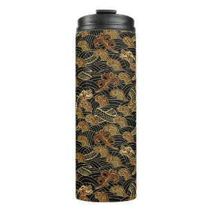 Oriental Sea Dragon Pattern Thermal Tumbler