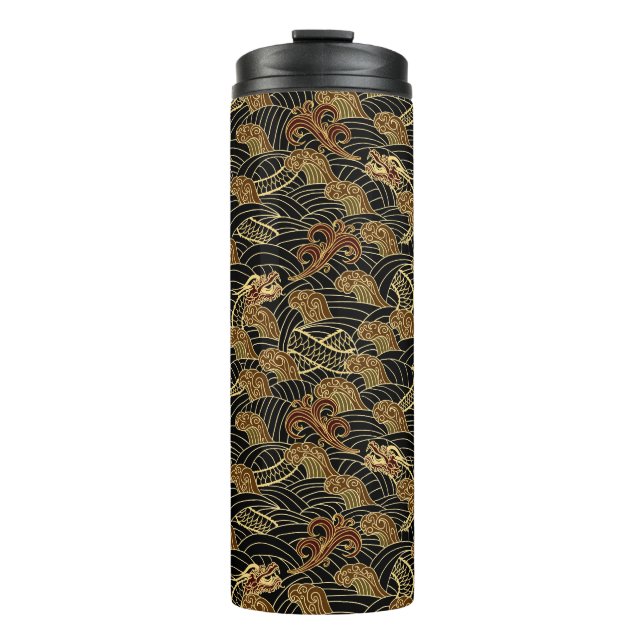 Oriental Sea Dragon Pattern Thermal Tumbler (Front)