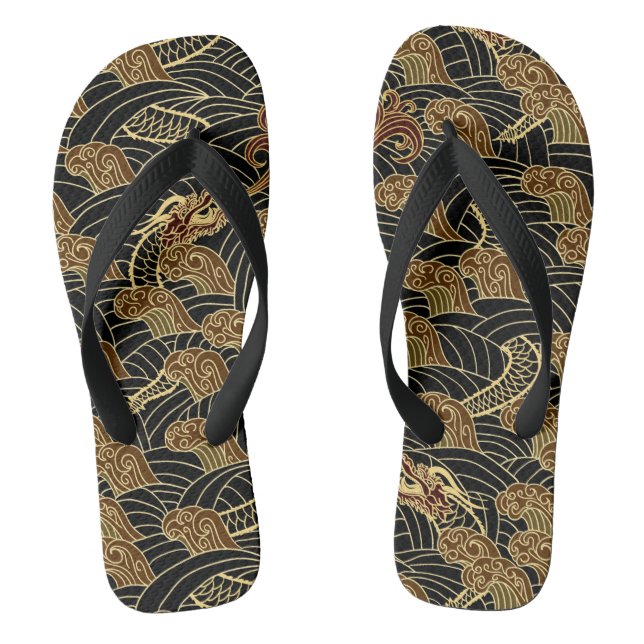 Oriental Sea Dragon Pattern Thongs (Footbed)