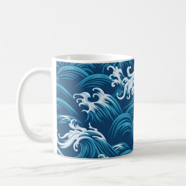 Oriental sea seamless decorative pattern coffee mug (Left)