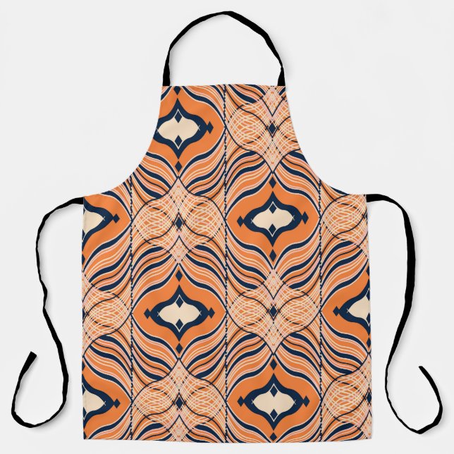 Oriental Seamless: Black Orange Ornament Apron (Front)
