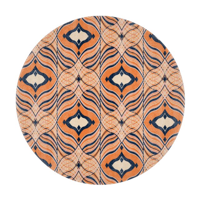 Oriental Seamless: Black Orange Ornament Cutting Board (Front)