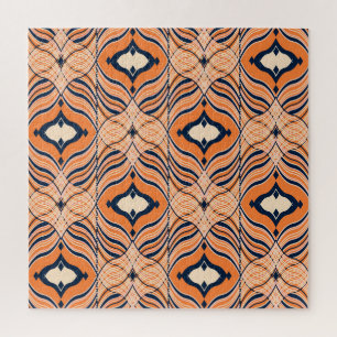 Oriental Seamless: Black Orange Ornament Jigsaw Puzzle