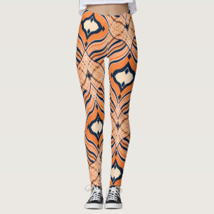 Oriental Seamless: Black Orange Ornament Leggings