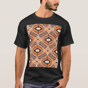 Oriental Seamless: Black Orange Ornament T-Shirt