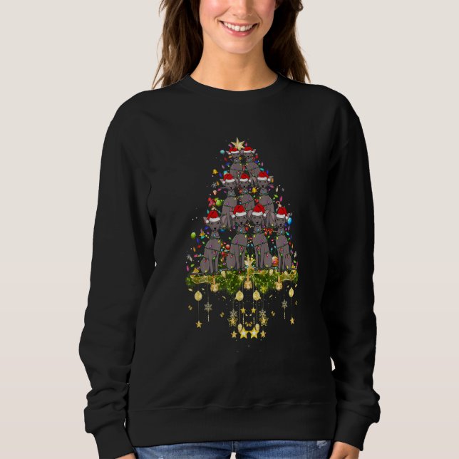 Oriental Short Hair Cat Christmas Tree Lights Xmas Sweatshirt (Front)