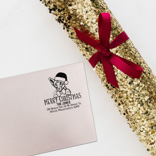 Oriental Short Hair Cat Return Address Christmas Rubber Stamp