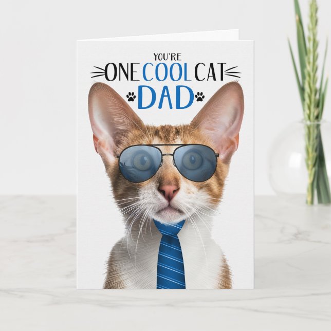 Oriental Shorthair Tabby Father's Day One Cool Cat Holiday Card (Front)