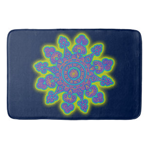 Oriental Snowflake Flower I + your backg. & ideas Bath Mat