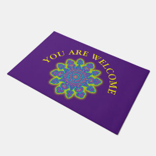 Oriental Snowflake Flower I + your backg. & ideas Doormat