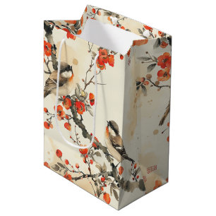 Oriental Songbirds and Blossom - Traditional Asian Medium Gift Bag