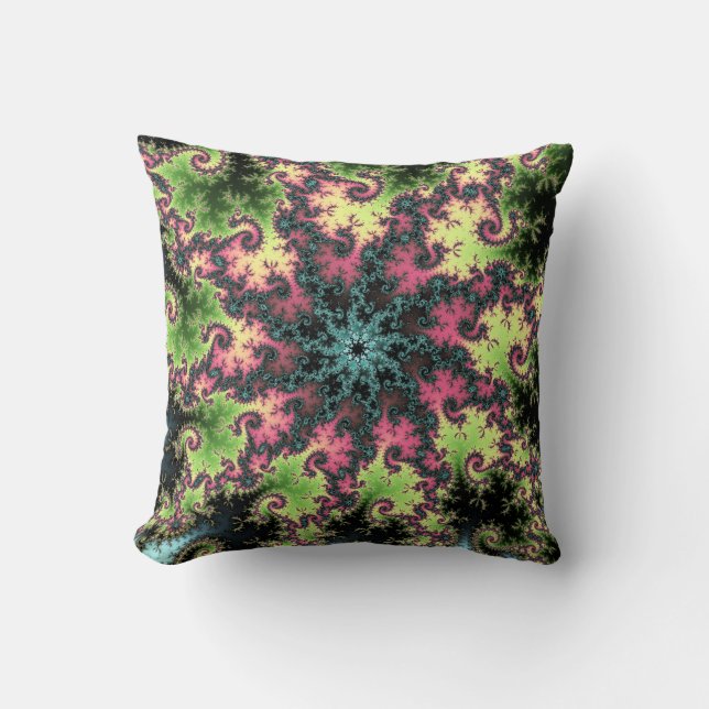 Oriental Star - colourful mesmerising fractal art Cushion (Front)