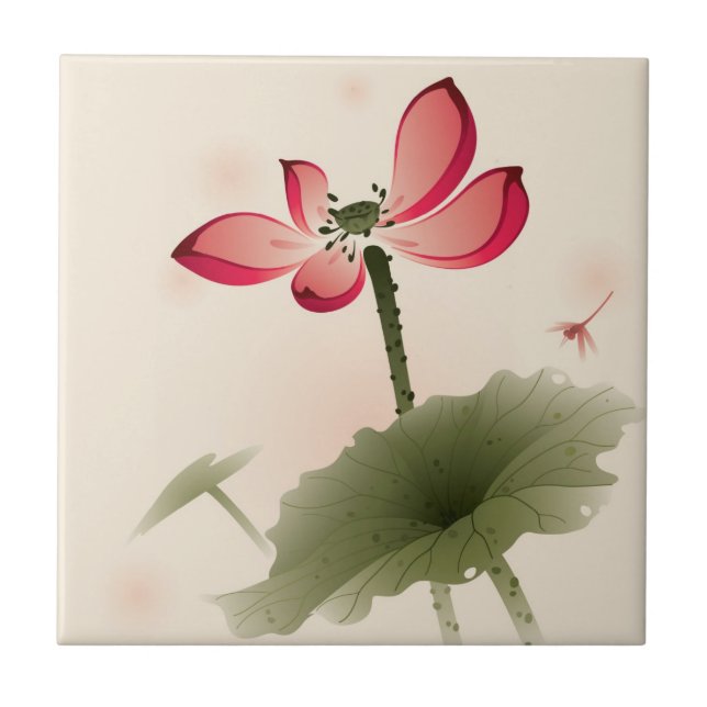 Oriental style Lotus Ceramic Tile (Front)