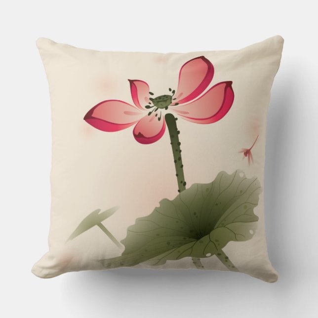 Oriental style Lotus Cushion (Front)